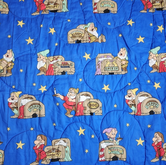 Vintage "Snow White Seven Dwarves" Double Sided Twin Comforter Blanket USA Made - Picture 8 of 16